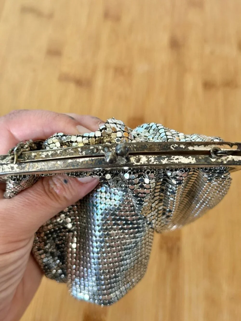 Vintage 1950s Whiting And Davis Silver Mesh Handbag